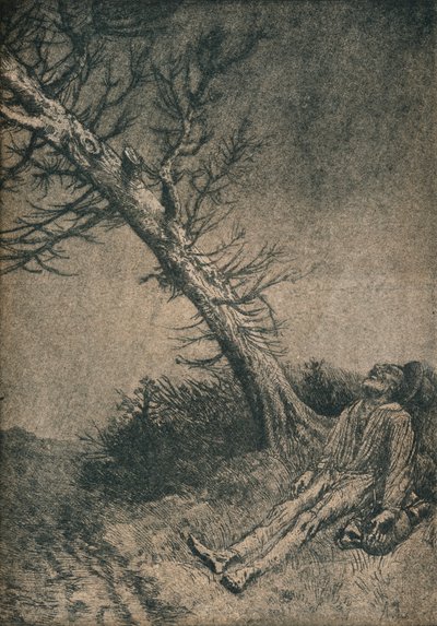 Umierający włóczęga, 1875 autorstwa Alphonse Legros