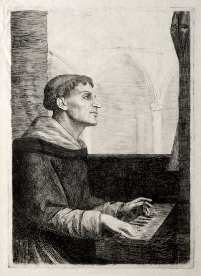 Mnich przy organach. autorstwa Alphonse Legros