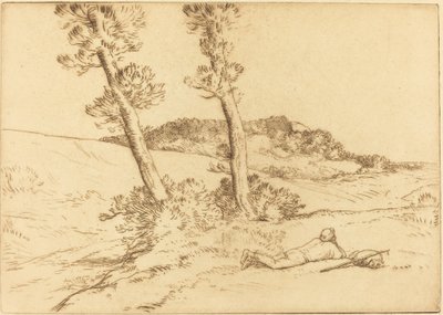 Podróżnik leżący na trawie autorstwa Alphonse Legros