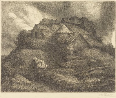 Wioska Saint-Pierre podczas burzy Wioska Saint-Pierre, efekt burzy. autorstwa Alphonse Legros
