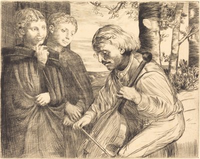 Gra na wiolonczeli Gra na wiolonczeli. autorstwa Alphonse Legros