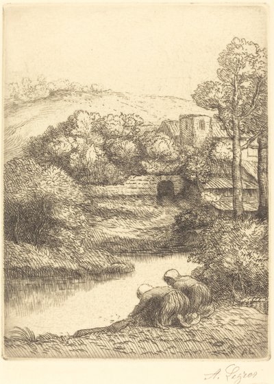 Pralnia, zwana „Praczkami” autorstwa Alphonse Legros