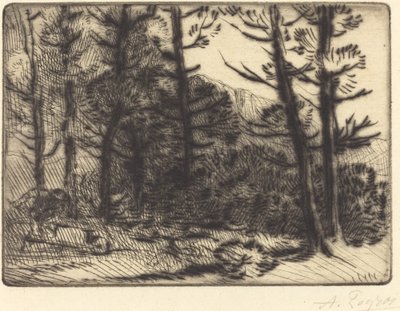 Woods in Winter Sun, 2. płyta Zimowe słońce w lesie. autorstwa Alphonse Legros