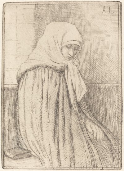 Młody chłop siedzący w kościele autorstwa Alphonse Legros