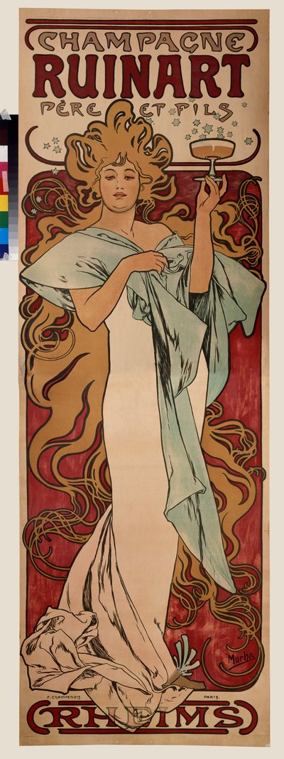 Plakat reklamowy szampana Ruinart. Plakat Alfonsa Marii Muchy (Alphonse Marie Mucha autorstwa Alphonse Marie Mucha