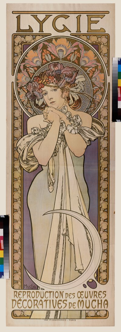 Plakat reklamowy grupy tanecznej Lygie. Plakat Alfonsa Marii Muchy (Alphonse Marie Mucha autorstwa Alphonse Marie Mucha