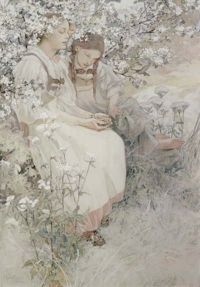Błogosławieni czystego serca, albowiem oni Boga oglądać będą. autorstwa Alphonse Marie Mucha