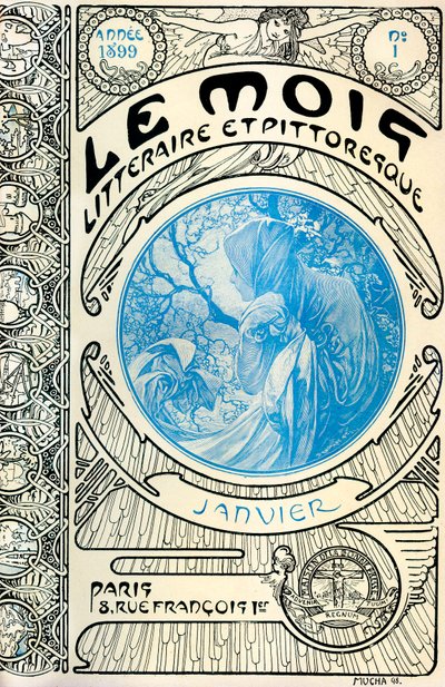 Okładka magazynu (miesięcznika) Miesiąc Literacki i Malowniczy Alphonse Mucha (1860-1939): styczeń 1899 - Maison de la Bonne Presse - autorstwa Alphonse Mucha
