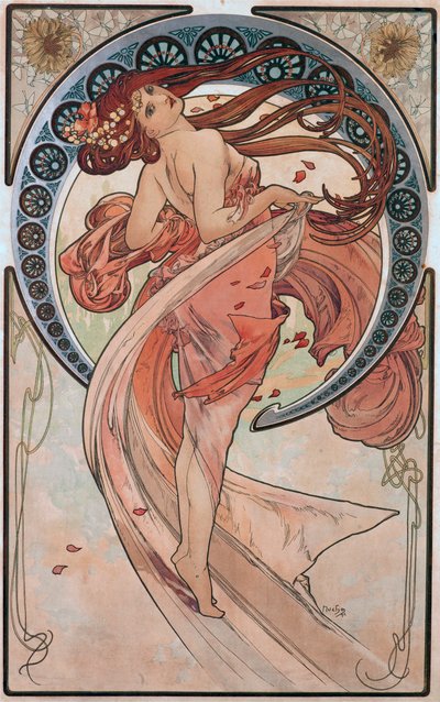 Taniec (róża) autorstwa Alphonse Mucha