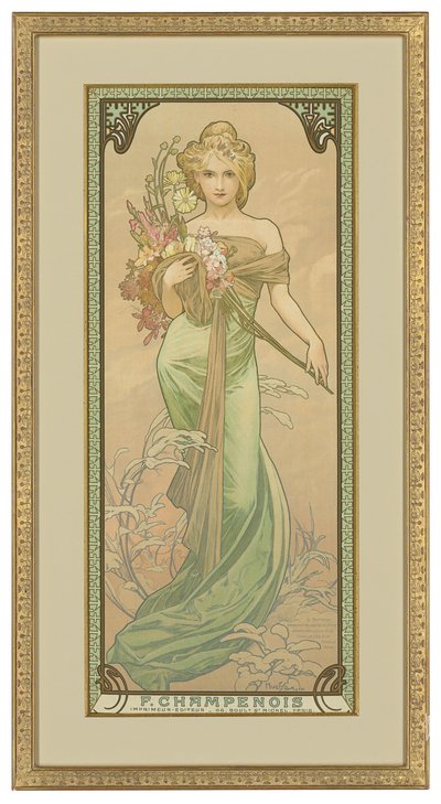 Cztery pory roku: wiosna, 1900 autorstwa Alphonse Mucha