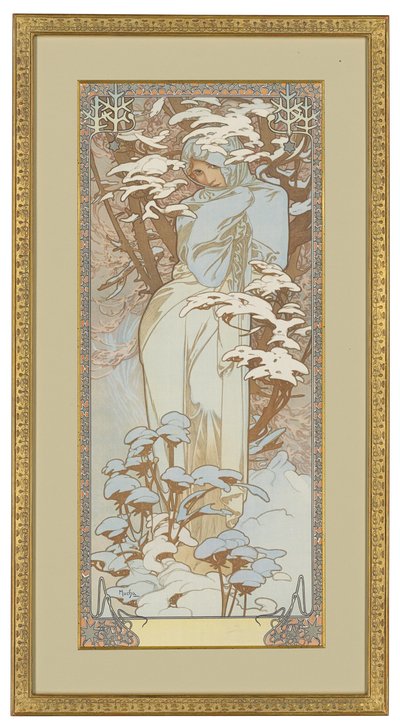 Cztery pory roku: zima, 1900 autorstwa Alphonse Mucha