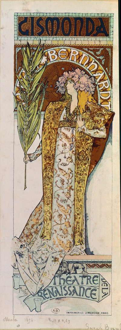 Gismonda z aktorką Sarah Bernhardt ... autorstwa Alphonse Marie Mucha