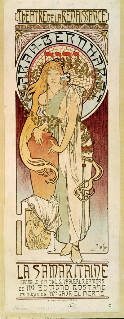 La Samaritaine z aktorką Sarah Bernhardt, sztuka Edmonda Rostanda (plakat) autorstwa Alphonse Marie Mucha