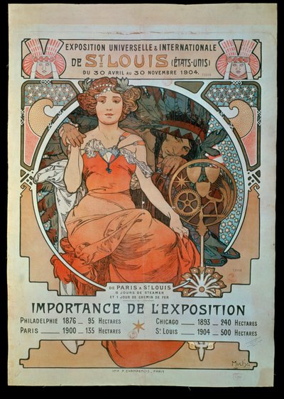 Plakat Uniwersalnej i Międzynarodowej Wystawy ... autorstwa Alphonse Marie Mucha