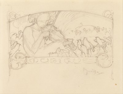 Studium kobiety grającej na skrzypcach, autorstwa Alphonse Mucha