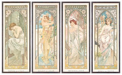 pory dnia; Godziny dnia autorstwa Alphonse Mucha