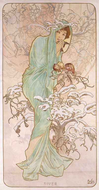 Zima; Hiver, ok.1896 autorstwa Alphonse Mucha