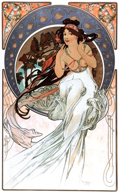 Alegoria muzyki, druk 1898 autorstwa Alphonse Marie Mucha