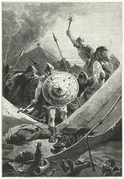 Atak na obóz Maurów (rycina) autorstwa Alphonse Marie de (after) Neuville