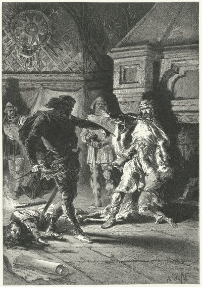 Clovis I narzucający swoją wolę jako Król Franków (rycina) autorstwa Alphonse Marie de (after) Neuville