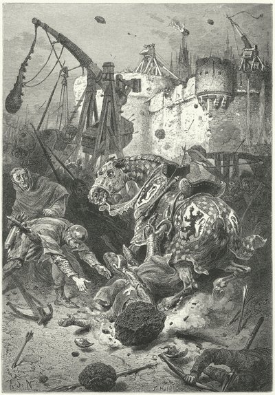 Śmierć Simona de Montfort podczas oblężenia Tuluzy autorstwa Alphonse Marie de (after) Neuville