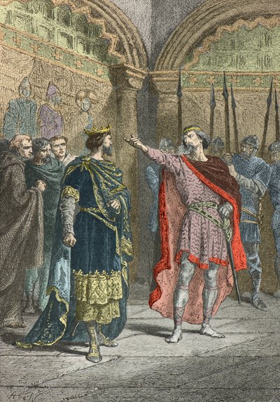Adalbert comte de la marche przeciwstawia się Huguesowi Capetowi, który uczynił cię królem (rycina) autorstwa Alphonse Marie de Neuville