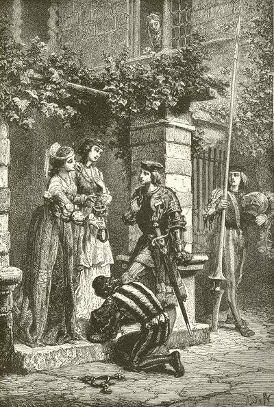 Bayard przyjmuje damy z Brescii. autorstwa Alphonse Marie de Neuville