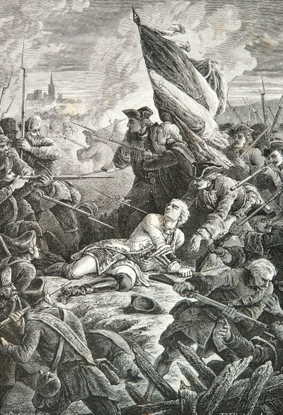Śmierć Louisa de Brehana przed Gdańskiem autorstwa Alphonse Marie de Neuville
