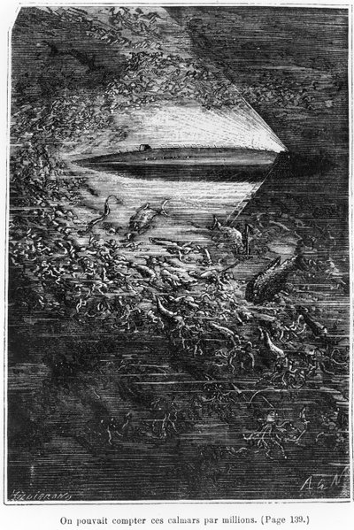 Ilustracja z „20 000 mil podmorskiej żeglugi” Julesa Verne