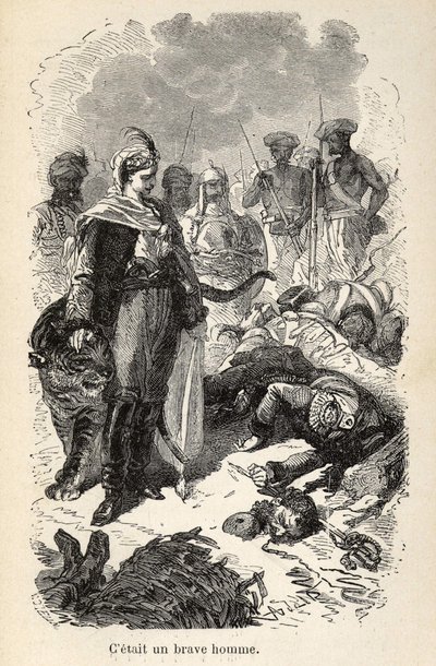 Ilustracja do „”Wspaniałych, ale autentycznych przygód kapitana Corcorana”” autorstwa Alfreda Assollanta, ilustrowana 25 winietami narysowanymi na drewnie przez A. de Neuville, Librairie Hachette et Cie w Paryżu autorstwa Alphonse Marie de Neuville
