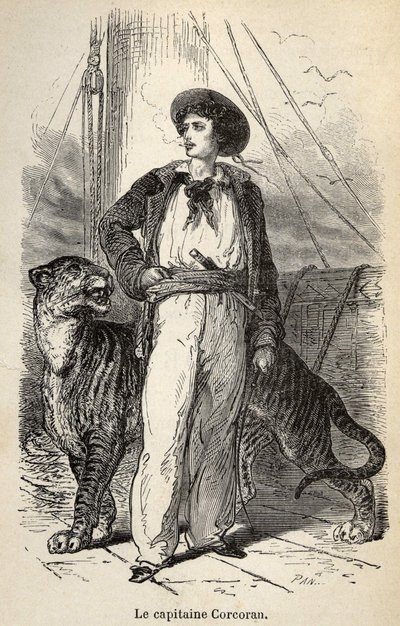 Ilustracja do „”Wspaniałych, ale autentycznych przygód kapitana Corcorana”” autorstwa Alfreda Assollanta, ilustrowana 25 winietami narysowanymi na drewnie przez A. de Neuville, Librairie Hachette et Cie w Paryżu autorstwa Alphonse Marie de Neuville