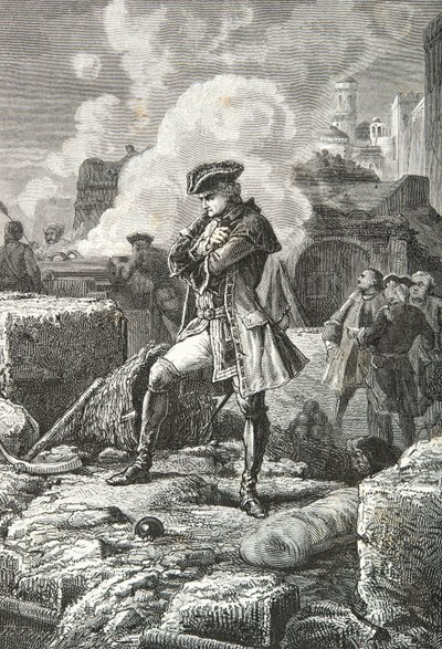 Lally - Tollendal podczas oblężenia Pondichery w 1760 r. (rycina) autorstwa Alphonse Marie de Neuville