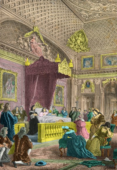Louis 14 żegna się z przyszłym Louisem 15 wokół boiska autorstwa Alphonse Marie de Neuville