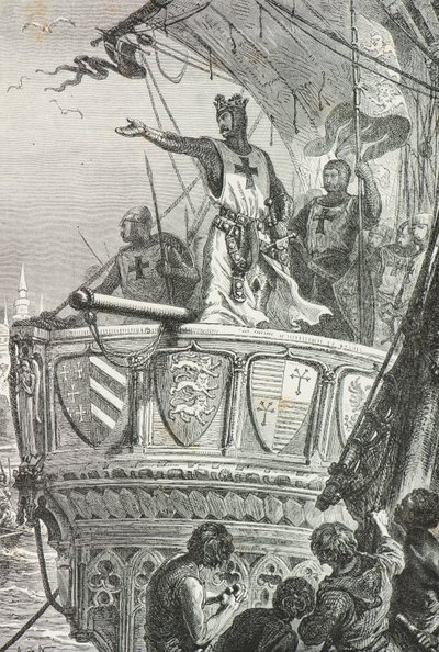 Ryszard Lwie Serce opuszcza Ziemię Świętą w 1192 r. (rycina) autorstwa Alphonse Marie de Neuville
