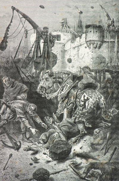 Simon 4 de montfort zostaje zabity przez rzut kamieniem, Tuluza autorstwa Alphonse Marie de Neuville