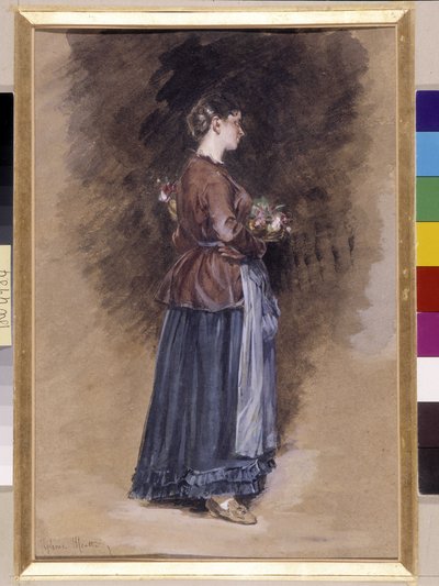 Dom wiejski z koszem kwiatów Obraz Alphonse Moutte (1840-1913), wym. w cm 27x18 Obowiązkowa wzmianka: Kolekcja fundacji Provence, Marsylia autorstwa Alphonse Moutte
