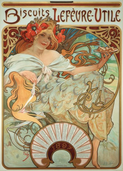 Lefèvre-Utile ciasteczka autorstwa Alphonse Mucha