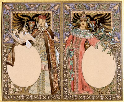 Ilustracja książkowa, lata 90. XIX wieku. autorstwa Alphonse Mucha