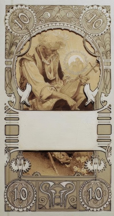Wzór pieczęci w dwóch częściach autorstwa Alphonse Mucha