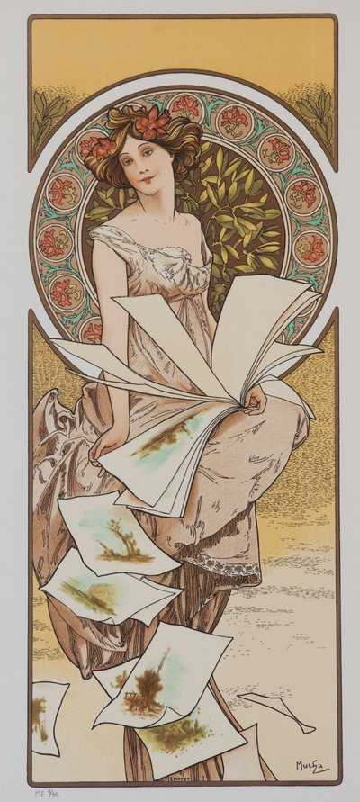Kalendarz szampański, ok. 1897 r. autorstwa Alphonse Mucha