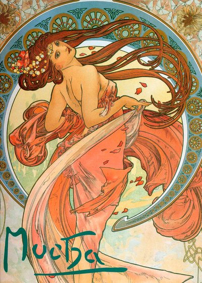 Taniec Z cyklu Sztuka, 1898 autorstwa Alphonse Mucha