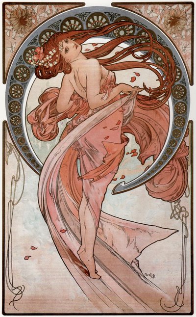 Taniec Z cyklu Sztuka, 1898 autorstwa Alphonse Mucha