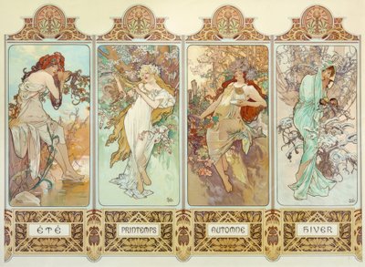 Cztery pory roku autorstwa Alphonse Mucha