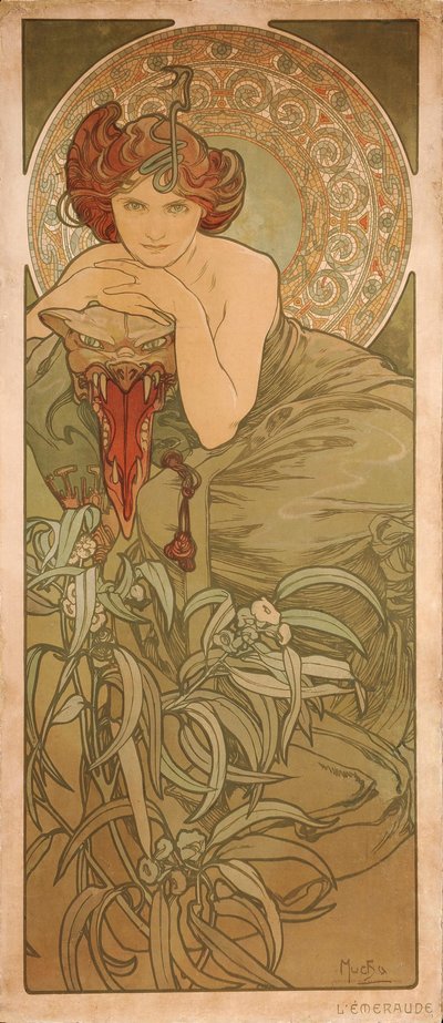 Szmaragd Z serii Klejnoty autorstwa Alphonse Mucha