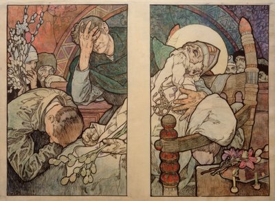 Okno św. Wita w Pradze, karton 1931 autorstwa Alphonse Mucha