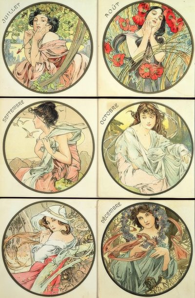 lipiec sierpień wrzesień październik listopad grudzień autorstwa Alphonse Mucha