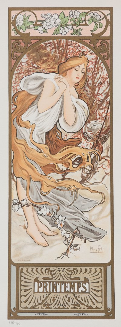 Pory roku. Wiosna, 1897. autorstwa Alphonse Mucha