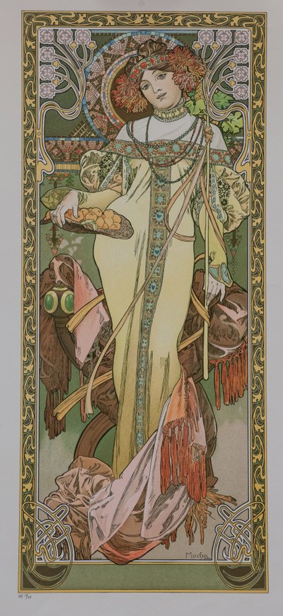 Cztery pory roku: jesień, 1900. autorstwa Alphonse Mucha
