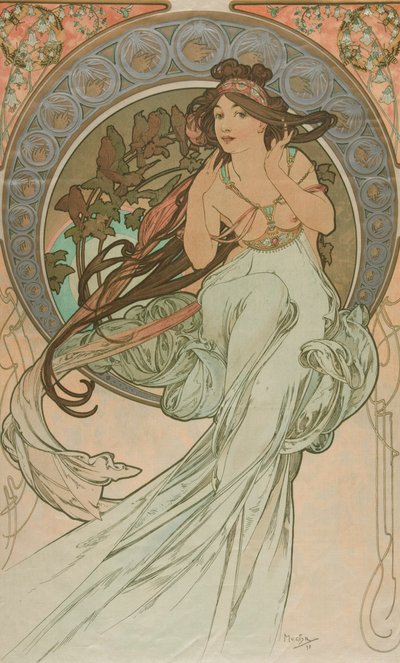 Muzyka sztuki, 1898 autorstwa Alphonse Mucha