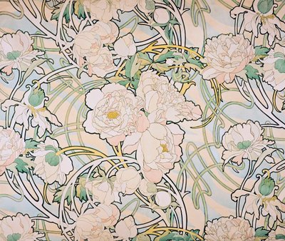Piwonie, 1897 autorstwa Alphonse Mucha